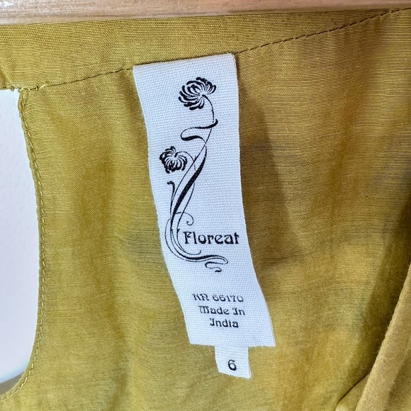 Floreat Embroidered Bird Branch Yellow Black‎ Wrap Waist Top Size 6 - Picture 5 of 11